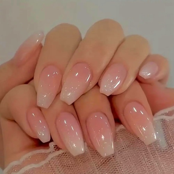 Other | French Tips Press On Nails White Pink Gradient Fake Nails